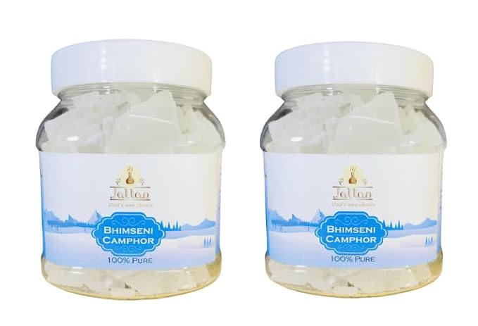 Jallan Pure Natural Bhimseni Camphor| 500g Pure Bhimseni Kapoor (250X2) | 100% Organic and Original| Purifying & Pleasant Fragrance for Pooja, Hawan, Air Freshener| Use for Camphor Diffuser Electric