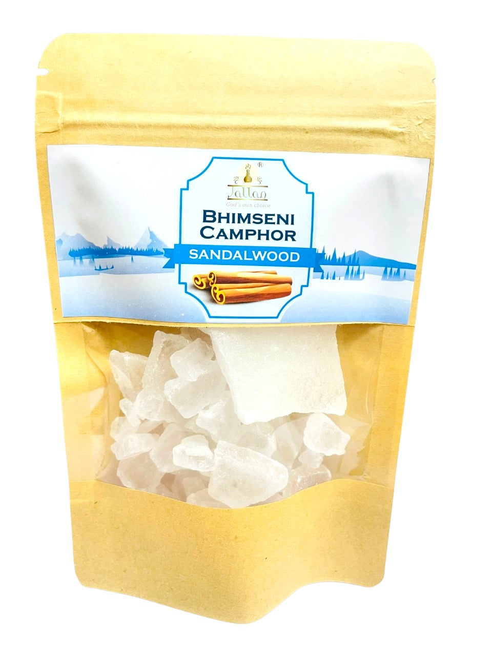 Jallan Pure Natural Bhimseni Camphor (Sandalwood) 100g Pack| 100% Organic and Original Kapoor| Purifying & Pleasant Fragrance for Pooja, Hawan, Air Freshener| Use for Camphor Diffuser Electric