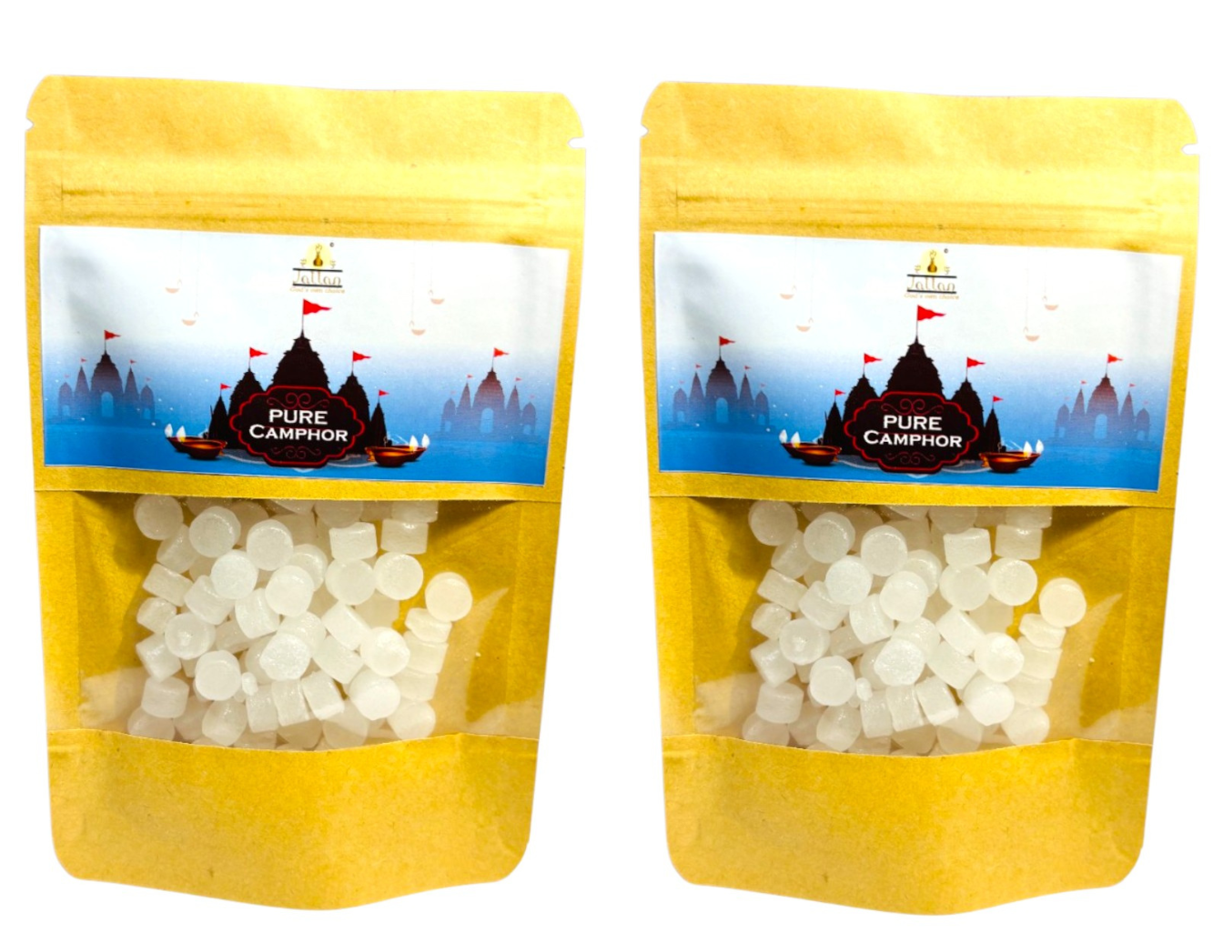 Jallan Pure Camphor Tablets (Original)| 100g Pack of 2 (100x2)| 100% Natural Organic and Original Kapoor| Purifying & Pleasant Fragrance for Pooja, Hawan, Air Freshener| Use for Camphor Diffuser Electric
