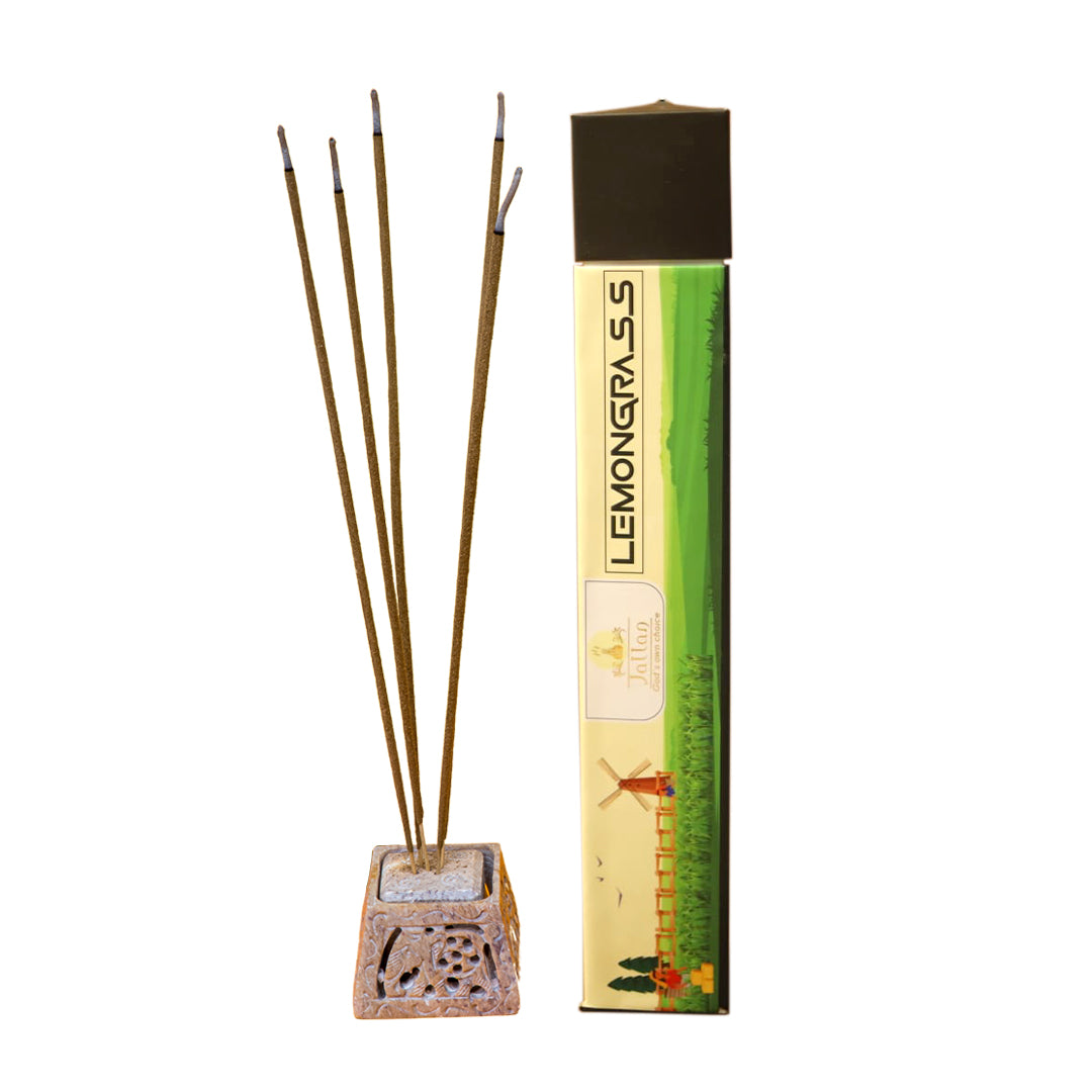 JALLAN Pure Natural Lemongrass Incense (Agarbatti) Stick| 30 Sticks Pack| 100% Organic Herbal Lemon Grass Agarbatti| Handmade| Long Lasting Fragrance.